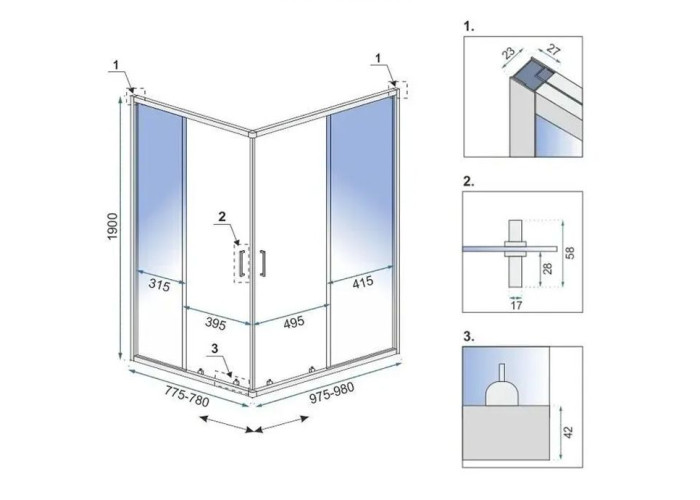 Душова Кабіна Rea City 80x100 Золото Мат REA-K6445