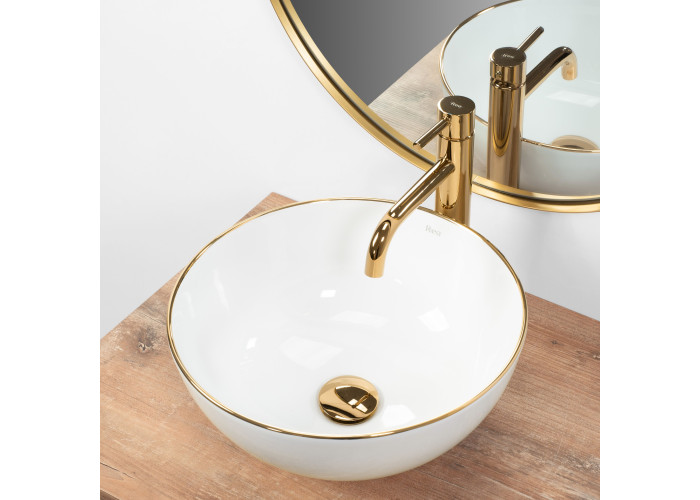 Умивальник Накладний Basin Stella Білий Золото Edge REA-U7445