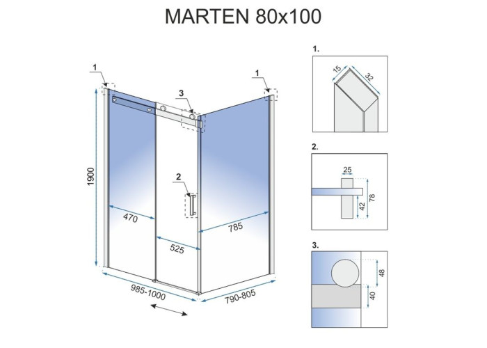 Душова Кабіна REA Marten 80x100см REA-K4000