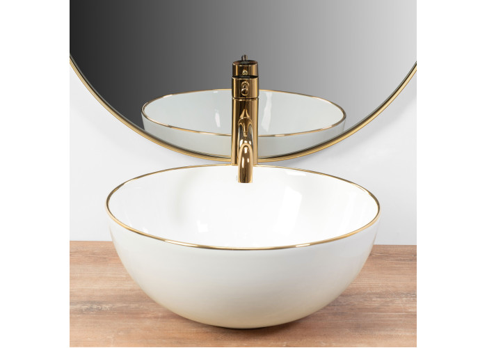 Умивальник Накладний Basin Stella Білий Золото Edge REA-U7445
