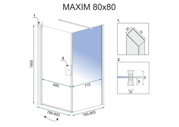 Душова Кабіна REA Maxim 80x80 P REA-K0268