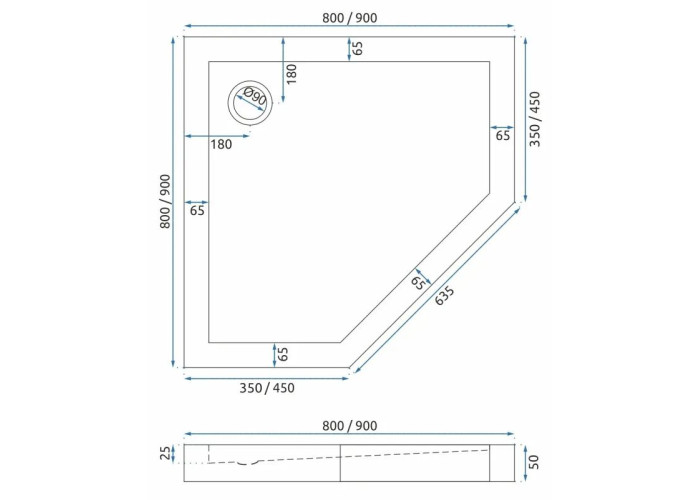 Душова Кабіна DIAMOND Золото 90x90 REA-K6615