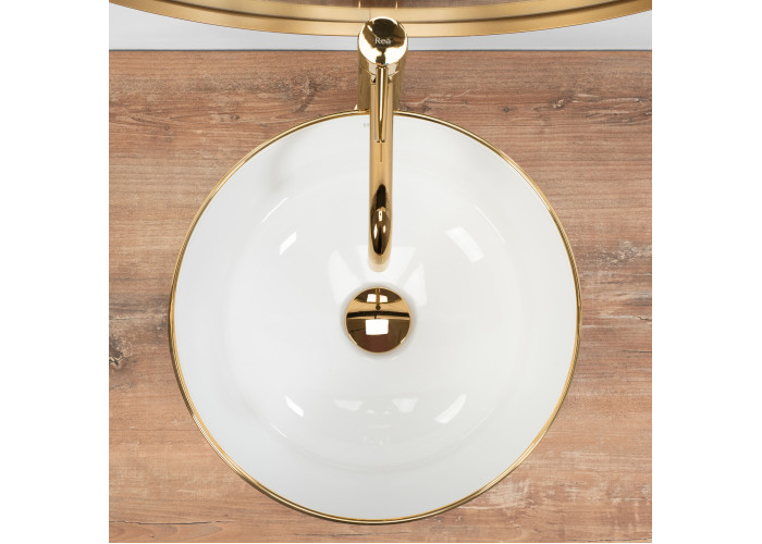 Умивальник Накладний Basin Stella Білий Золото Edge REA-U7445