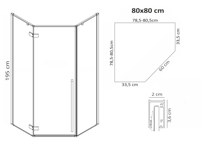 Душова Кабіна REA Душова Кабіна REA 80x80 Чорний Мат REA-K6900