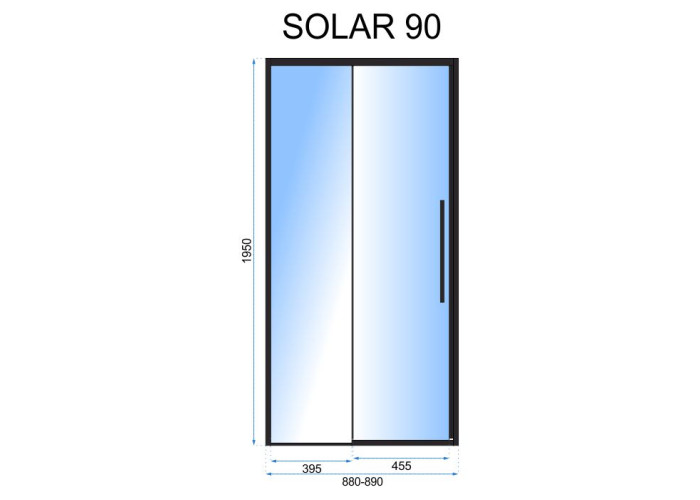 Душова Дверка REA Solar 90 Чорний Мат REA-K6319
