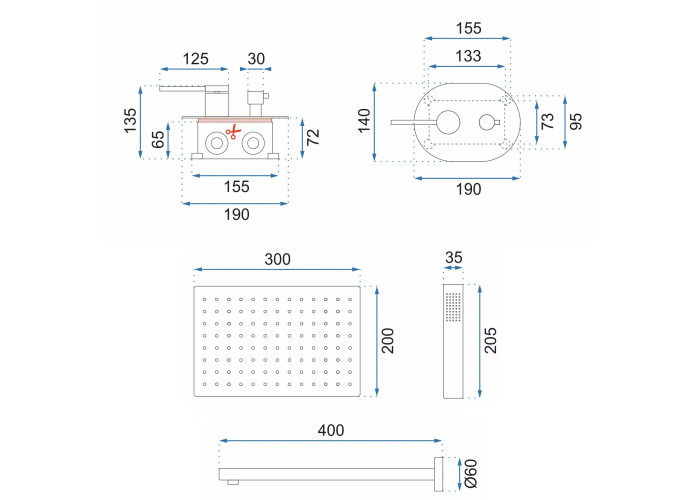 Душовий Гарнітур REA OVAL Золото BOX REA-P8466
