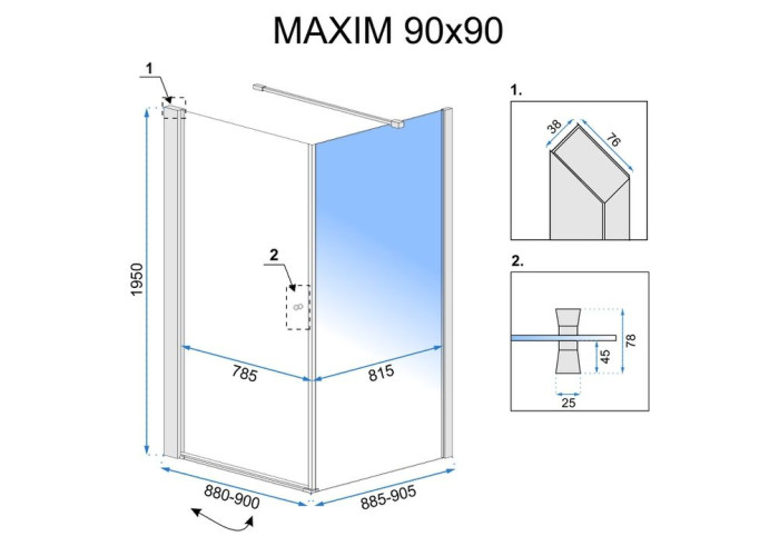 Душова Кабіна REA Maxim 90x90 L REA-K0263