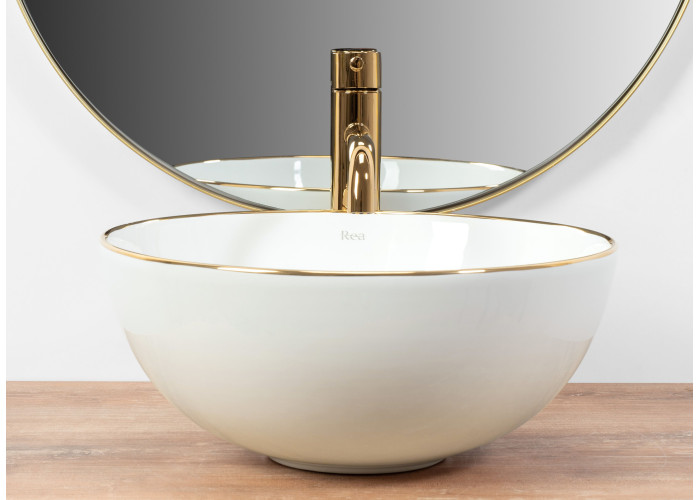 Умивальник Накладний Basin Stella Білий Золото Edge REA-U7445
