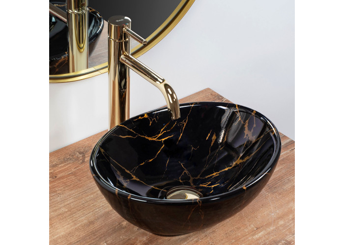 Умивальник Rea Sofia Mini Black Marble Shiny REA-U6963