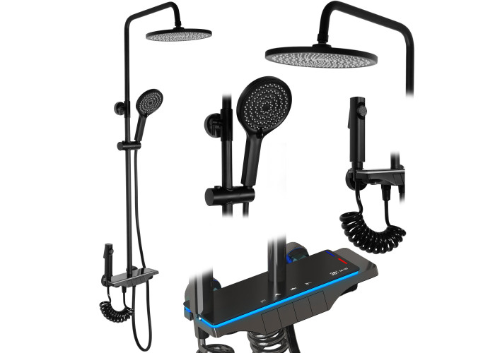 Душовий Гарнітур REA Savio Led Чорний REA-P8410