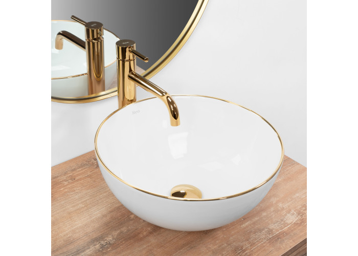 Умивальник Накладний Basin Stella Білий Золото Edge REA-U7445