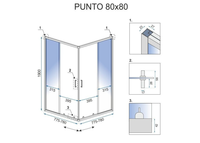 Душова Кабіна Rea Punto 80x80 Золото REA-K6441